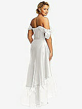 Rear View Thumbnail - Starlight Convertible Deep Ruffle Hem High Low Organdy Dress with Scarf-Tie Straps