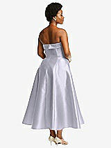Rear View Thumbnail - Silver Dove Cuffed Strapless Satin Twill Midi Dress with Full Skirt and Pockets