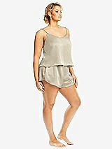 Side View Thumbnail - Champagne Whisper Satin Lounge Shorts with Pockets