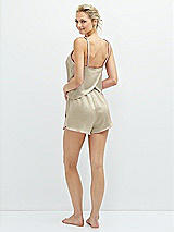 Rear View Thumbnail - Champagne Whisper Satin Lounge Shorts with Pockets