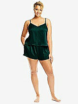 Alt View 1 Thumbnail - Evergreen Whisper Satin Lounge Shorts with Pockets