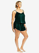 Side View Thumbnail - Evergreen Whisper Satin Lounge Shorts with Pockets