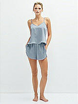 Front View Thumbnail - Mist Whisper Satin Lounge Shorts with Pockets