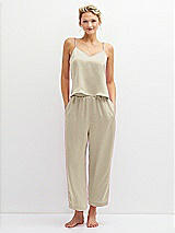 Front View Thumbnail - Champagne Whisper Satin Wide-Leg Lounge Pants with Pockets