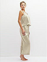 Side View Thumbnail - Champagne Whisper Satin Wide-Leg Lounge Pants with Pockets