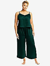 Alt View 1 Thumbnail - Evergreen Whisper Satin Wide-Leg Lounge Pants with Pockets