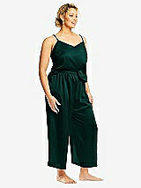 Alt View 2 Thumbnail - Evergreen Whisper Satin Wide-Leg Lounge Pants with Pockets