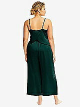 Alt View 3 Thumbnail - Evergreen Whisper Satin Wide-Leg Lounge Pants with Pockets