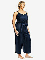 Alt View 2 Thumbnail - Midnight Navy Whisper Satin Wide-Leg Lounge Pants with Pockets