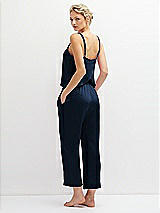 Rear View Thumbnail - Midnight Navy Whisper Satin Wide-Leg Lounge Pants with Pockets