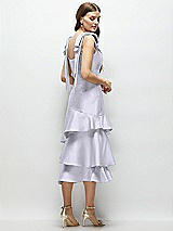 Alt View 3 Thumbnail - Silver Dove Bow-Shoulder Satin Midi Dress with Asymmetrical Tiered Skirt