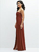 Side View Thumbnail - Auburn Moon Strapless Notch-Neck Crepe A-line Dress with Rhinestone Piping Bows