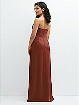 Rear View Thumbnail - Auburn Moon Strapless Notch-Neck Crepe A-line Dress with Rhinestone Piping Bows