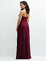 Rear View Thumbnail - Cabernet Strapless Notch-Neck Crepe A-line Dress with Rhinestone Piping Bows