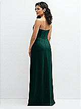 Rear View Thumbnail - Evergreen Strapless Notch-Neck Crepe A-line Dress with Rhinestone Piping Bows