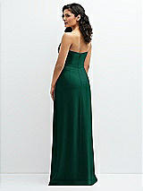 Rear View Thumbnail - Hunter Green Strapless Notch-Neck Crepe A-line Dress with Rhinestone Piping Bows
