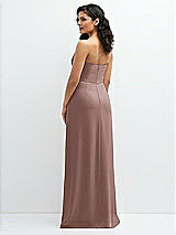 Rear View Thumbnail - Sienna Strapless Notch-Neck Crepe A-line Dress with Rhinestone Piping Bows