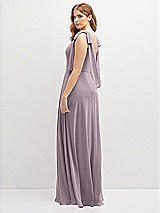 Rear View Thumbnail - Lilac Dusk Bow Shoulder Square Neck Chiffon Maxi Dress