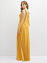 Rear View Thumbnail - NYC Yellow Bow Shoulder Square Neck Chiffon Maxi Dress