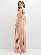Rear View Thumbnail - Pale Peach Bow Shoulder Square Neck Chiffon Maxi Dress