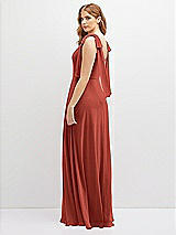 Rear View Thumbnail - Amber Sunset Bow Shoulder Square Neck Chiffon Maxi Dress
