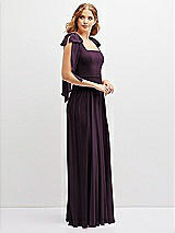 Side View Thumbnail - Aubergine Bow Shoulder Square Neck Chiffon Maxi Dress