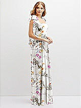 Side View Thumbnail - Butterfly Botanica Ivory Bow Shoulder Square Neck Chiffon Maxi Dress