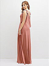 Rear View Thumbnail - Desert Rose Bow Shoulder Square Neck Chiffon Maxi Dress