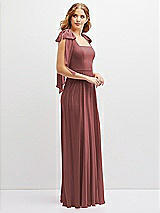 Side View Thumbnail - English Rose Bow Shoulder Square Neck Chiffon Maxi Dress