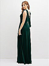 Rear View Thumbnail - Evergreen Bow Shoulder Square Neck Chiffon Maxi Dress