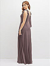 Rear View Thumbnail - French Truffle Bow Shoulder Square Neck Chiffon Maxi Dress