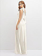 Rear View Thumbnail - Ivory Bow Shoulder Square Neck Chiffon Maxi Dress