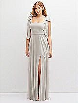 Front View Thumbnail - Oyster Bow Shoulder Square Neck Chiffon Maxi Dress