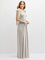 Side View Thumbnail - Oyster Bow Shoulder Square Neck Chiffon Maxi Dress