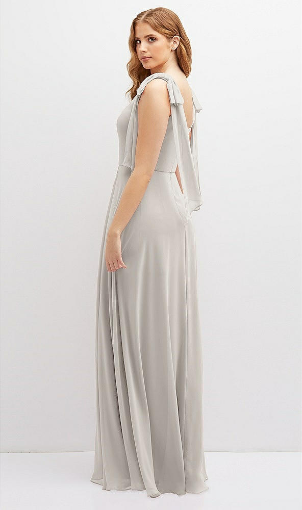 Back View - Oyster Bow Shoulder Square Neck Chiffon Maxi Dress
