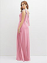 Rear View Thumbnail - Peony Pink Bow Shoulder Square Neck Chiffon Maxi Dress