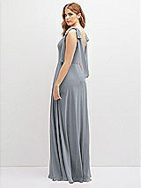 Rear View Thumbnail - Platinum Bow Shoulder Square Neck Chiffon Maxi Dress