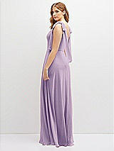 Rear View Thumbnail - Pale Purple Bow Shoulder Square Neck Chiffon Maxi Dress