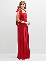 Side View Thumbnail - Parisian Red Bow Shoulder Square Neck Chiffon Maxi Dress