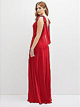 Rear View Thumbnail - Parisian Red Bow Shoulder Square Neck Chiffon Maxi Dress