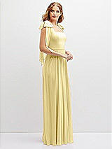 Side View Thumbnail - Pale Yellow Bow Shoulder Square Neck Chiffon Maxi Dress