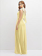 Rear View Thumbnail - Pale Yellow Bow Shoulder Square Neck Chiffon Maxi Dress