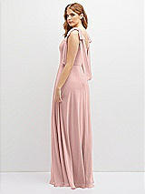 Rear View Thumbnail - Rose - PANTONE Rose Quartz Bow Shoulder Square Neck Chiffon Maxi Dress