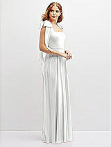 Side View Thumbnail - White Bow Shoulder Square Neck Chiffon Maxi Dress
