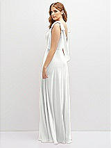 Rear View Thumbnail - White Bow Shoulder Square Neck Chiffon Maxi Dress