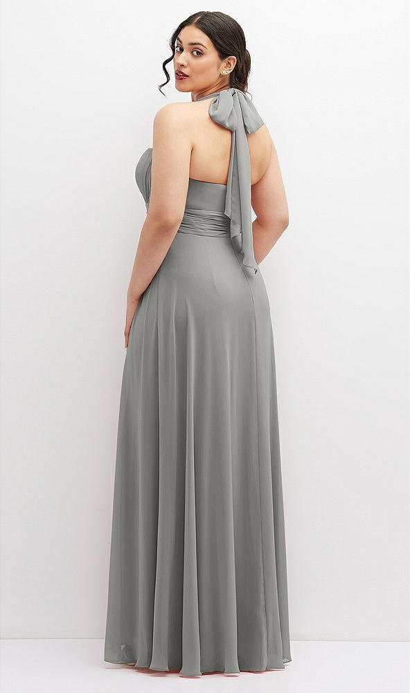 Back View - Chelsea Gray Chiffon Convertible Maxi Dress with Multi-Way Tie Straps