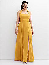 Front View Thumbnail - NYC Yellow Chiffon Convertible Maxi Dress with Multi-Way Tie Straps