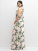 Side View Thumbnail - Palm Beach Print Chiffon Convertible Maxi Dress with Multi-Way Tie Straps