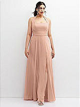 Front View Thumbnail - Pale Peach Chiffon Convertible Maxi Dress with Multi-Way Tie Straps