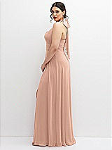 Side View Thumbnail - Pale Peach Chiffon Convertible Maxi Dress with Multi-Way Tie Straps